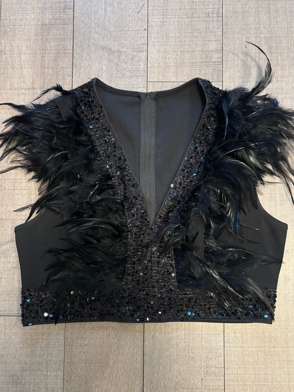 ๐ฆ2/$40๐ฆEmbellished Jewel & Feather V-Neck Crop Top